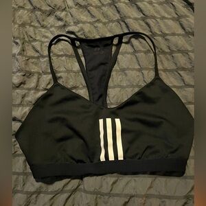 Adidas Women's All Me 3 Stripe Mesh Low-Impact Sports Bra Black